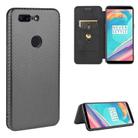 For OnePlus 5T Carbon Fiber Texture Horizontal Flip TPU + PC + PU Leather Case with Card Slot(Black) - 1