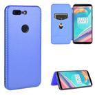 For OnePlus 5T Carbon Fiber Texture Horizontal Flip TPU + PC + PU Leather Case with Card Slot(Blue) - 1