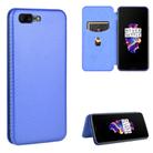 For OnePlus 5 Carbon Fiber Texture Horizontal Flip TPU + PC + PU Leather Case with Card Slot(Blue) - 1