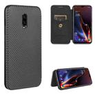 For OnePlus 6T Carbon Fiber Texture Horizontal Flip TPU + PC + PU Leather Case with Card Slot(Black) - 1