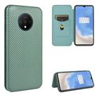 For OnePlus 7T Carbon Fiber Texture Horizontal Flip TPU + PC + PU Leather Case with Card Slot(Green) - 1