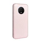 For OnePlus 7T Carbon Fiber Texture Horizontal Flip TPU + PC + PU Leather Case with Card Slot(Pink) - 3