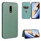 For OnePlus 7 Carbon Fiber Texture Horizontal Flip TPU + PC + PU Leather Case with Card Slot(Green) - 1