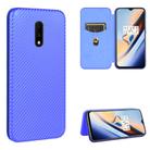 For OnePlus 7 Carbon Fiber Texture Horizontal Flip TPU + PC + PU Leather Case with Card Slot(Blue) - 1