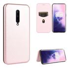 For OnePlus 7 Pro Carbon Fiber Texture Horizontal Flip TPU + PC + PU Leather Case with Card Slot(Pink) - 1