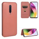 For OnePlus 8 Carbon Fiber Texture Horizontal Flip TPU + PC + PU Leather Case with Card Slot(Brown) - 1