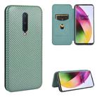 For OnePlus 8 Carbon Fiber Texture Horizontal Flip TPU + PC + PU Leather Case with Card Slot(Green) - 1