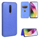 For OnePlus 8 Carbon Fiber Texture Horizontal Flip TPU + PC + PU Leather Case with Card Slot(Blue) - 1