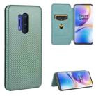 For OnePlus 8 Pro Carbon Fiber Texture Horizontal Flip TPU + PC + PU Leather Case with Card Slot(Green) - 1