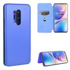 For OnePlus 8 Pro Carbon Fiber Texture Horizontal Flip TPU + PC + PU Leather Case with Card Slot(Blue) - 1