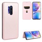 For OnePlus 8 Pro Carbon Fiber Texture Horizontal Flip TPU + PC + PU Leather Case with Card Slot(Pink) - 1