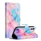 For iPhone 12 mini Painted Pattern Horizontal Flip Leather Case with Holder & Card Slots & Photo Frame(Pink Blue Marble) - 1