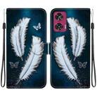 For Motorola Edge 50 Fusion Crystal Texture Colored Drawing Leather Phone Case(White Butterfly Feathers) - 1
