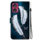 For Motorola Edge 50 Fusion Crystal Texture Colored Drawing Leather Phone Case(White Butterfly Feathers) - 3