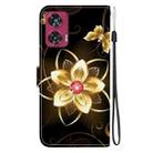 For Motorola Edge 50 Fusion Crystal Texture Colored Drawing Leather Phone Case(Gold Flower) - 3