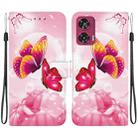 For Motorola Edge 50 Fusion Crystal Texture Colored Drawing Leather Phone Case(Pink Butterflies) - 1