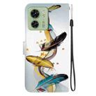 For Motorola Edge 40 Crystal Texture Colored Drawing Leather Phone Case(Gold Butterfly Feathers) - 3