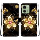 For Motorola Edge 40 Crystal Texture Colored Drawing Leather Phone Case(Gold Flower) - 1