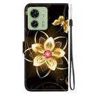 For Motorola Edge 40 Crystal Texture Colored Drawing Leather Phone Case(Gold Flower) - 3