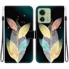 For Motorola Edge 40 Crystal Texture Colored Drawing Leather Phone Case(Colored Leaves) - 1