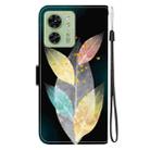For Motorola Edge 40 Crystal Texture Colored Drawing Leather Phone Case(Colored Leaves) - 3