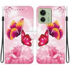 For Motorola Edge 40 Crystal Texture Colored Drawing Leather Phone Case(Pink Butterflies) - 1