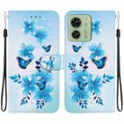 For Motorola Edge 40 Crystal Texture Colored Drawing Leather Phone Case(Blue Butterflies) - 1