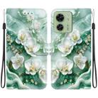 For Motorola Edge 40 Crystal Texture Colored Drawing Leather Phone Case(Jade Flowers) - 1