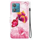 For Motorola Edge 40 Neo Crystal Texture Colored Drawing Leather Phone Case(Pink Butterflies) - 3