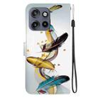 For Motorola Edge 50 Neo 5G Global Crystal Texture Colored Drawing Leather Phone Case(Gold Butterfly Feathers) - 3