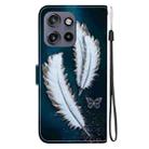 For Motorola Edge 50 Neo 5G Global Crystal Texture Colored Drawing Leather Phone Case(White Butterfly Feathers) - 3