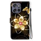 For Motorola Edge 50 Neo 5G Global Crystal Texture Colored Drawing Leather Phone Case(Gold Flower) - 3