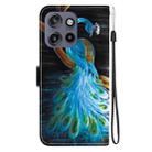 For Motorola Edge 50 Neo 5G Global Crystal Texture Colored Drawing Leather Phone Case(Peacock) - 3