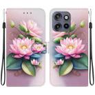 For Motorola Edge 50 Neo 5G Global Crystal Texture Colored Drawing Leather Phone Case(Lotus) - 1