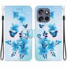 For Motorola Edge 50 Neo 5G Global Crystal Texture Colored Drawing Leather Phone Case(Blue Butterflies) - 1