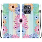 For Motorola Edge 50 Neo 5G Global Crystal Texture Colored Drawing Leather Phone Case(Sunflowers) - 1