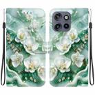 For Motorola Edge 50 Neo 5G Global Crystal Texture Colored Drawing Leather Phone Case(Jade Flowers) - 1