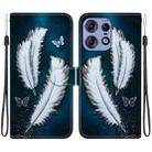 For Motorola Edge 50 Pro Crystal Texture Colored Drawing Leather Phone Case(White Butterfly Feathers) - 1