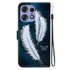 For Motorola Edge 50 Pro Crystal Texture Colored Drawing Leather Phone Case(White Butterfly Feathers) - 3