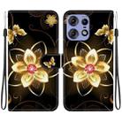 For Motorola Edge 50 Pro Crystal Texture Colored Drawing Leather Phone Case(Gold Flower) - 1