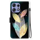 For Motorola Edge 50 Pro Crystal Texture Colored Drawing Leather Phone Case(Colored Leaves) - 3