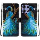 For Motorola Edge 50 Pro Crystal Texture Colored Drawing Leather Phone Case(Peacock) - 1