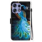 For Motorola Edge 50 Pro Crystal Texture Colored Drawing Leather Phone Case(Peacock) - 3