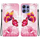 For Motorola Edge 50 Pro Crystal Texture Colored Drawing Leather Phone Case(Pink Butterflies) - 1