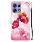 For Motorola Edge 50 Pro Crystal Texture Colored Drawing Leather Phone Case(Pink Butterflies) - 3