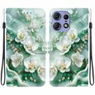 For Motorola Edge 50 Pro Crystal Texture Colored Drawing Leather Phone Case(Jade Flowers) - 1