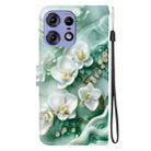 For Motorola Edge 50 Pro Crystal Texture Colored Drawing Leather Phone Case(Jade Flowers) - 3