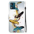 For Motorola Moto E13 Crystal Texture Colored Drawing Leather Phone Case(Gold Butterfly Feathers) - 3