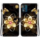 For Motorola Moto E13 Crystal Texture Colored Drawing Leather Phone Case(Gold Flower) - 1