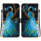 For Motorola Moto E13 Crystal Texture Colored Drawing Leather Phone Case(Peacock) - 1